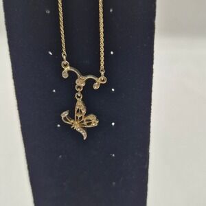 1928 Butterfly Necklace Women  Cottagecore Gold Tone Crystal Vintage Style Gold